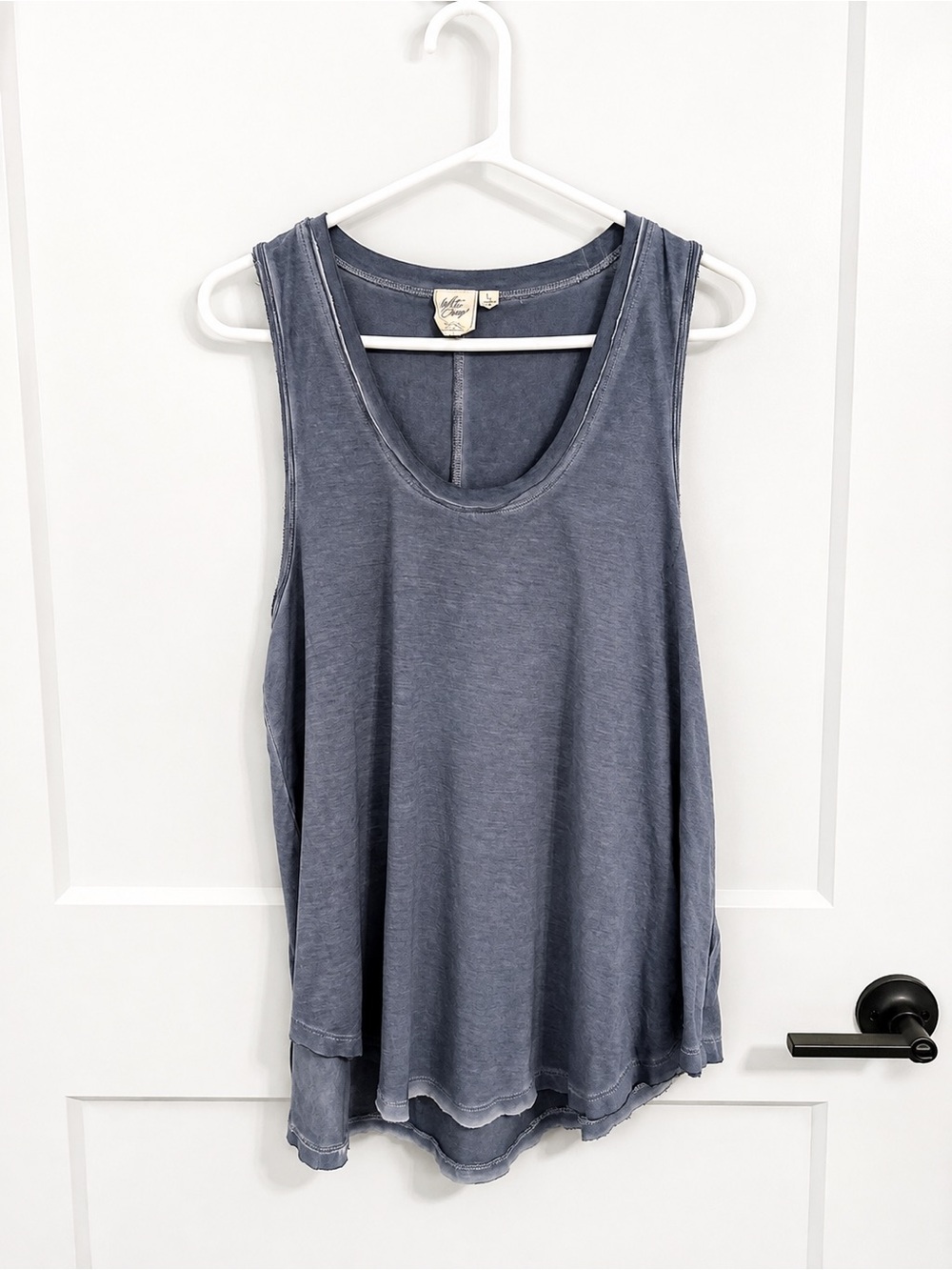 White Crow Slate Blue Gray Racerback Swing Tank Top Large Soft Boho